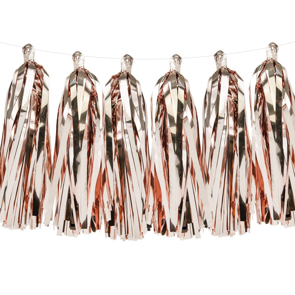 Guirnalda rosa flecos 3 metros