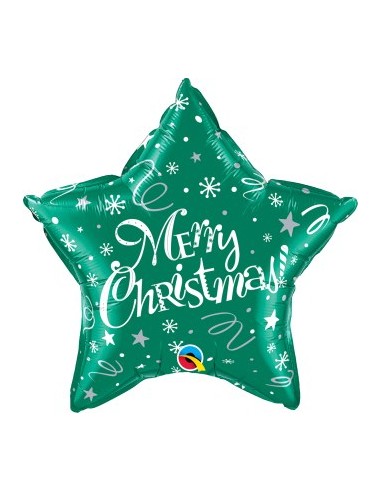 Globo Foil estrella verde merry cristmas 51cm