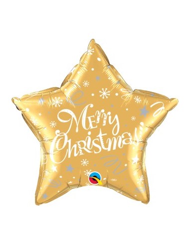 Globo Foil estrella dorado merry cristmas 51cm