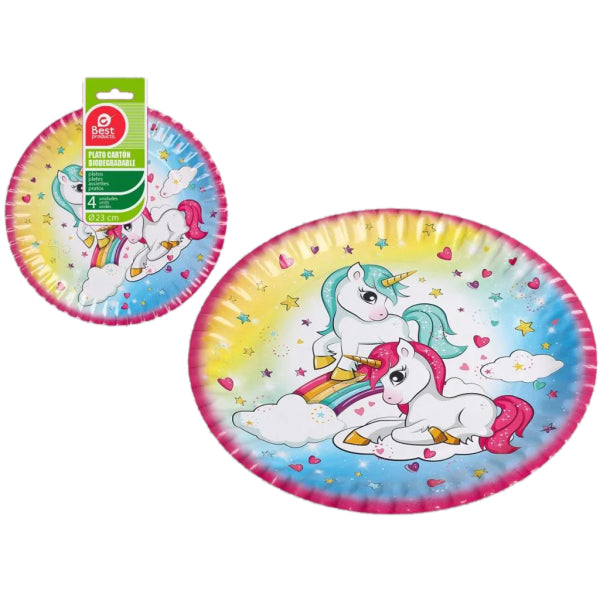 Pack platos unicornios 30cm