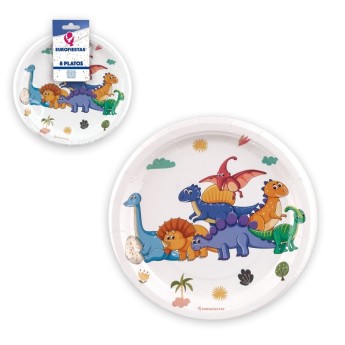 Pack 8 platos dinosaurios 15cm