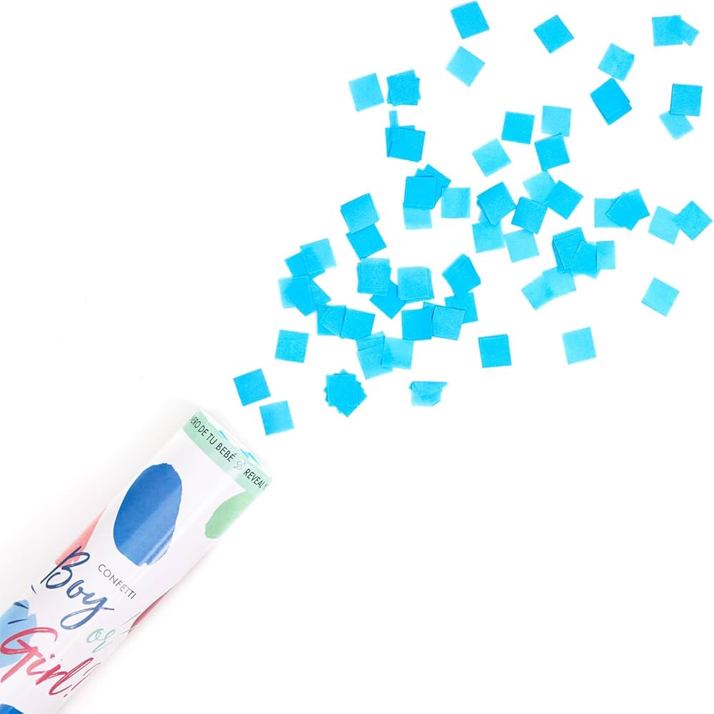 Cañón confeti revelación azul