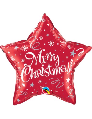 Globo Foil estrella rojo merry cristmas 51cm
